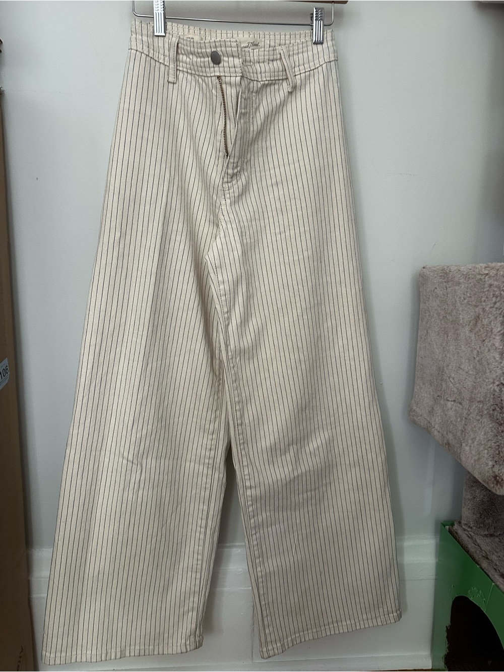 Wide Leg Pinstripe women’s Pants - Cream
